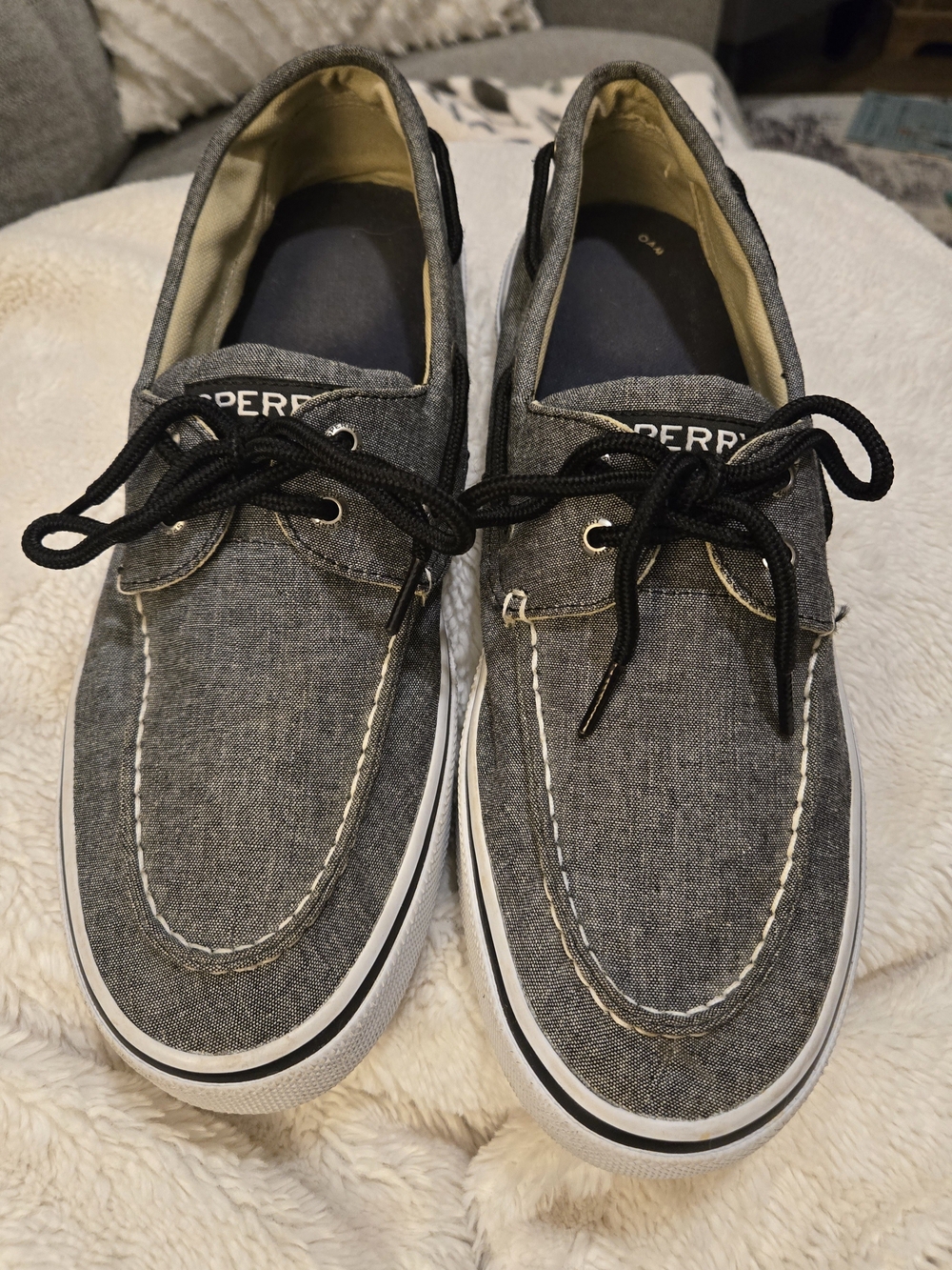 Sperry Men's Grey Canvas Boat Shoes - Classic Lace-Up